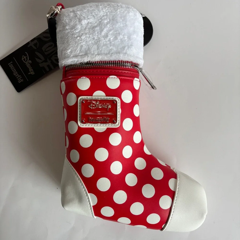 Loungefly Disney Minnie Cosplay Stocking Crossbody Bag Minnie Mouse Red Dots NEW